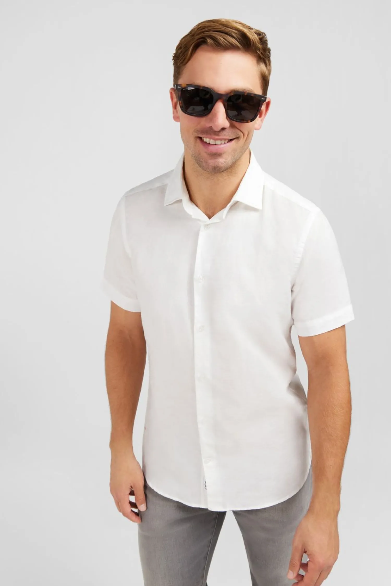 Online Cheiette Banche A Detai Excuif Feuri Homme Chemisettes