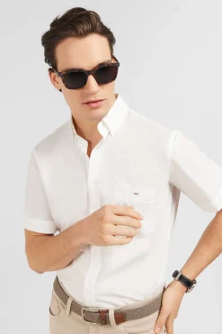 Clearance Cheiette Banche En Coton Dobby Homme Chemisettes