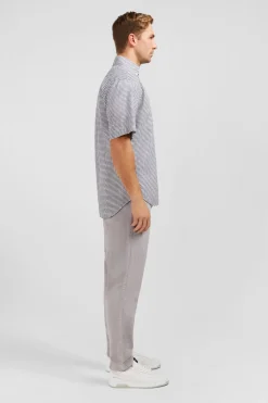 Hot Cheiette Beu Fonce A Carreaux En Coton Dobby Homme Chemisettes