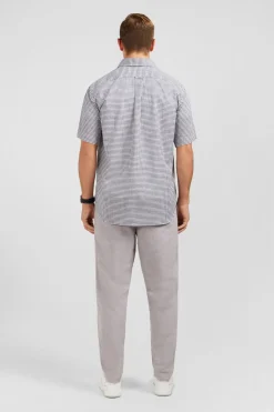 Hot Cheiette Beu Fonce A Carreaux En Coton Dobby Homme Chemisettes