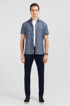Clearance Cheiette En Deni A otif Feur Et Feuie Homme Chemisettes