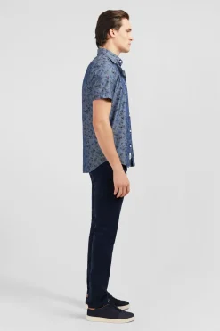 Clearance Cheiette En Deni A otif Feur Et Feuie Homme Chemisettes