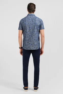 Clearance Cheiette En Deni A otif Feur Et Feuie Homme Chemisettes