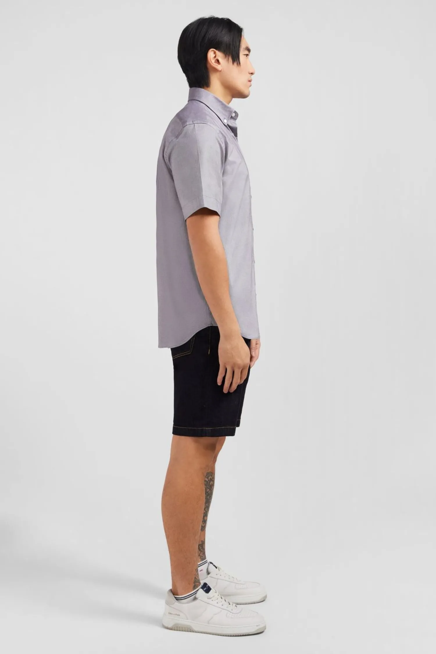 Hot Cheiette Grie Unie En Coton Homme Chemisettes