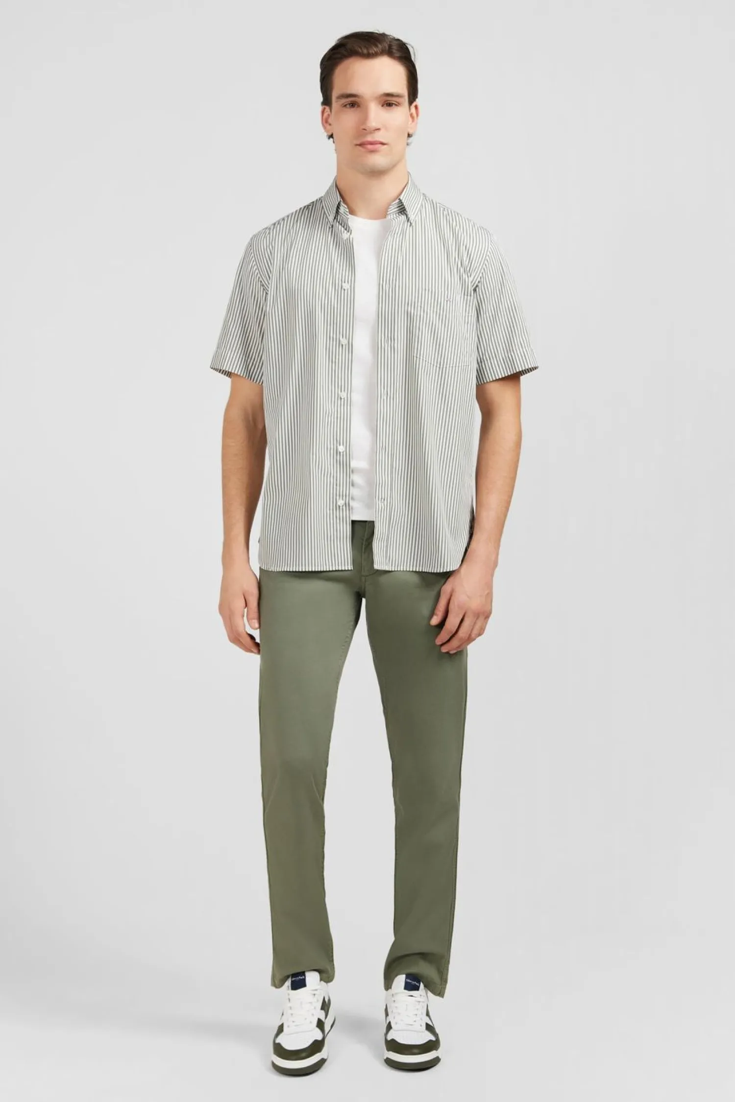 Outlet Cheiette Kaki A Rayure Homme Chemisettes