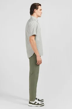 Outlet Cheiette Kaki A Rayure Homme Chemisettes