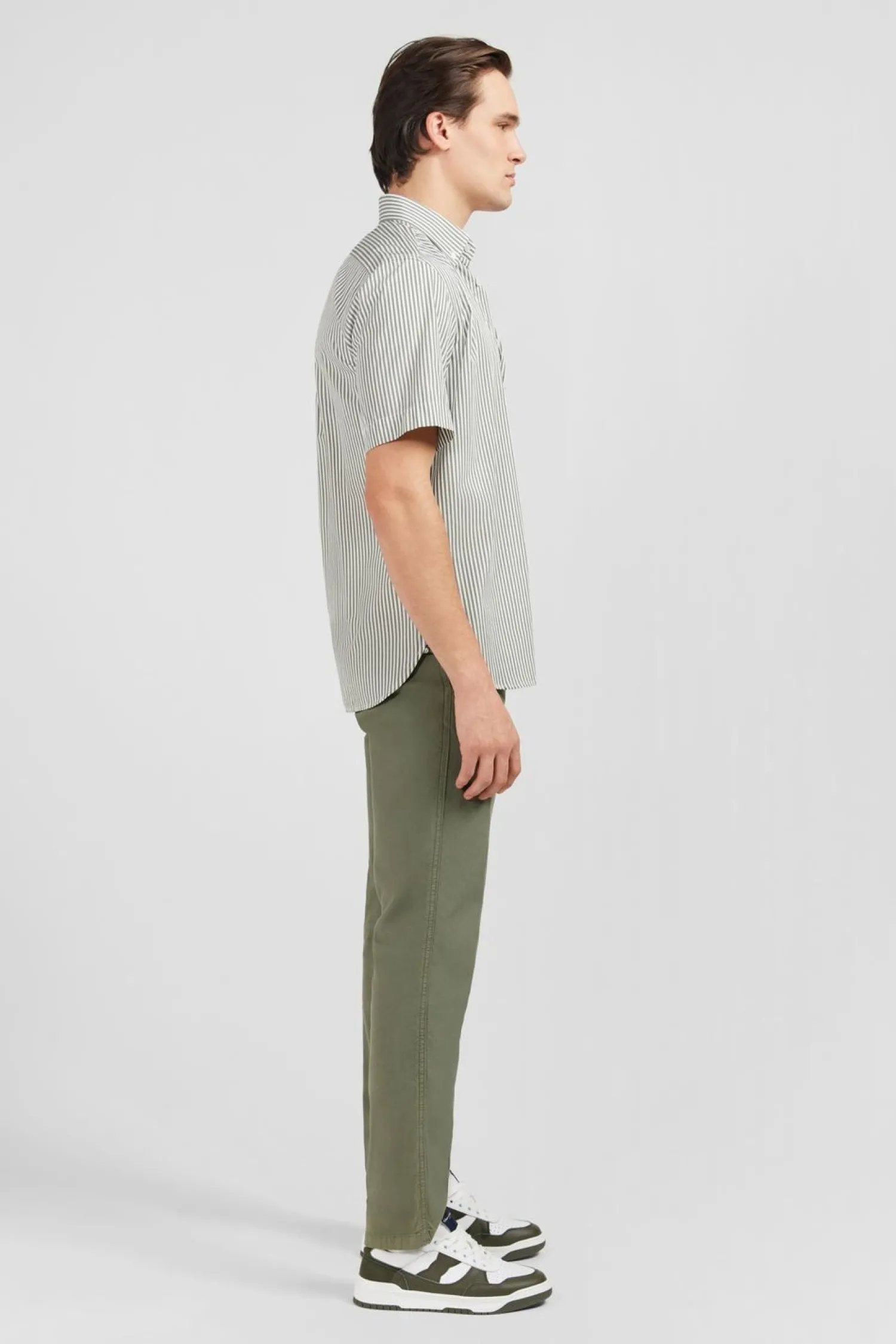Outlet Cheiette Kaki A Rayure Homme Chemisettes