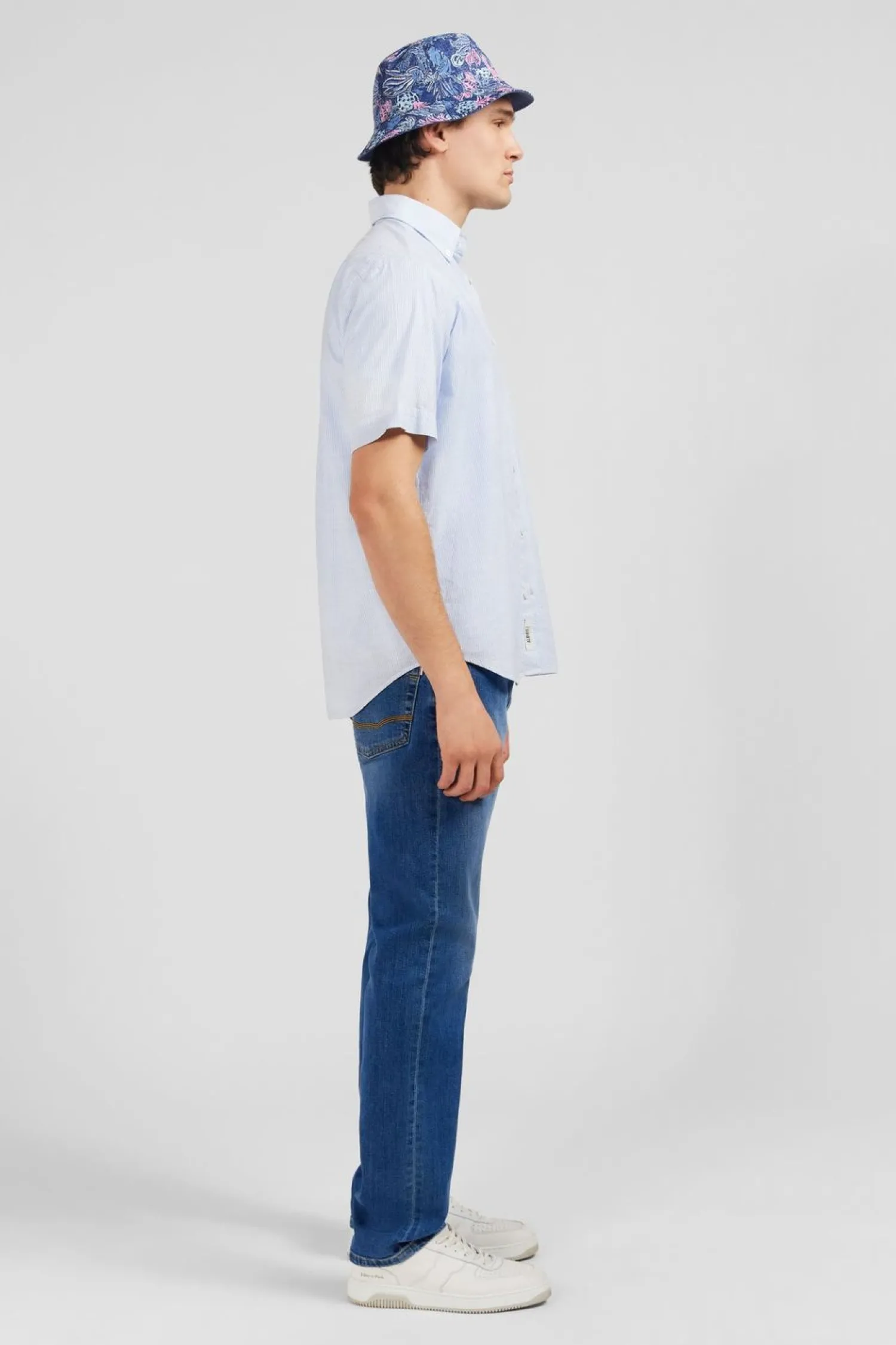 Cheiette Rayee Beue En Coton Dobby Homme Chemisettes