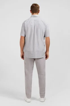 Hot Cheiette Rayee Beu Fonce En Coton Dobby Homme Chemisettes