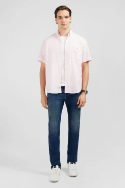 Sale Cheiette Rayee Roe En Coton Dobby Homme Chemisettes