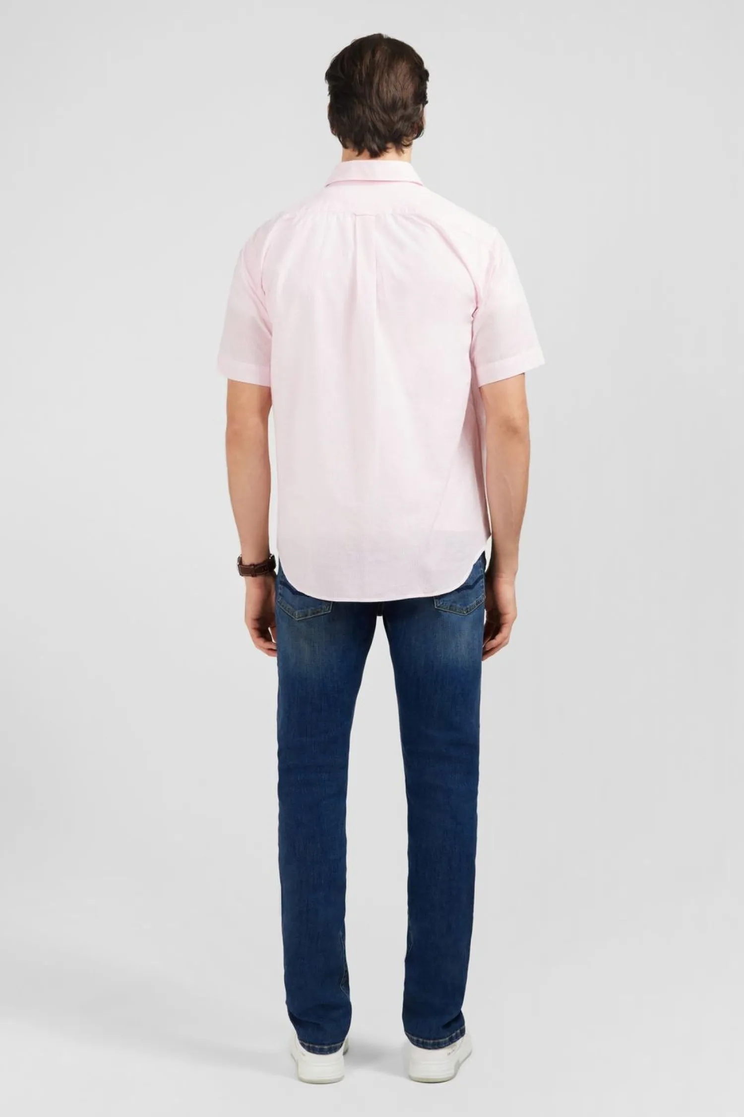 Sale Cheiette Rayee Roe En Coton Dobby Homme Chemisettes