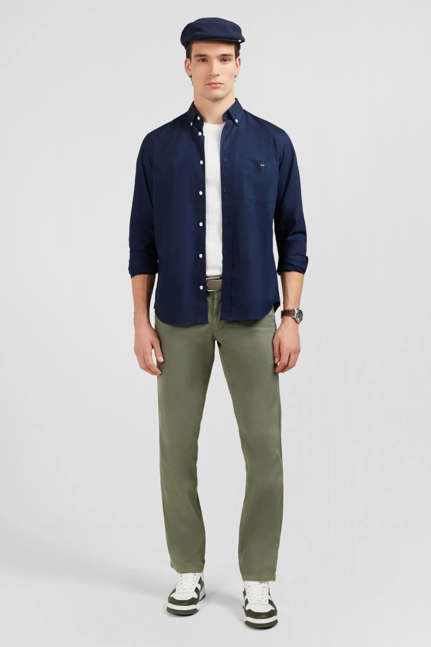 Discount Cheie Unie arine En Coton Coupe Caique Homme Chemises