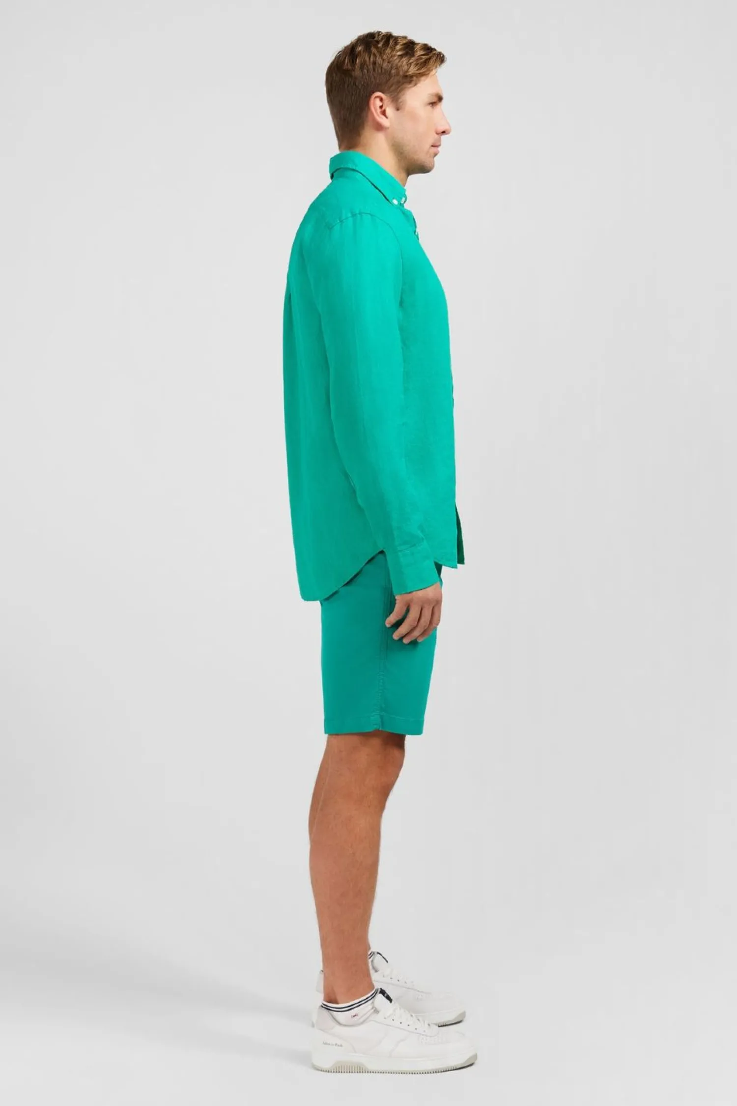 New Cheie Unie Verte En in Homme Chemises