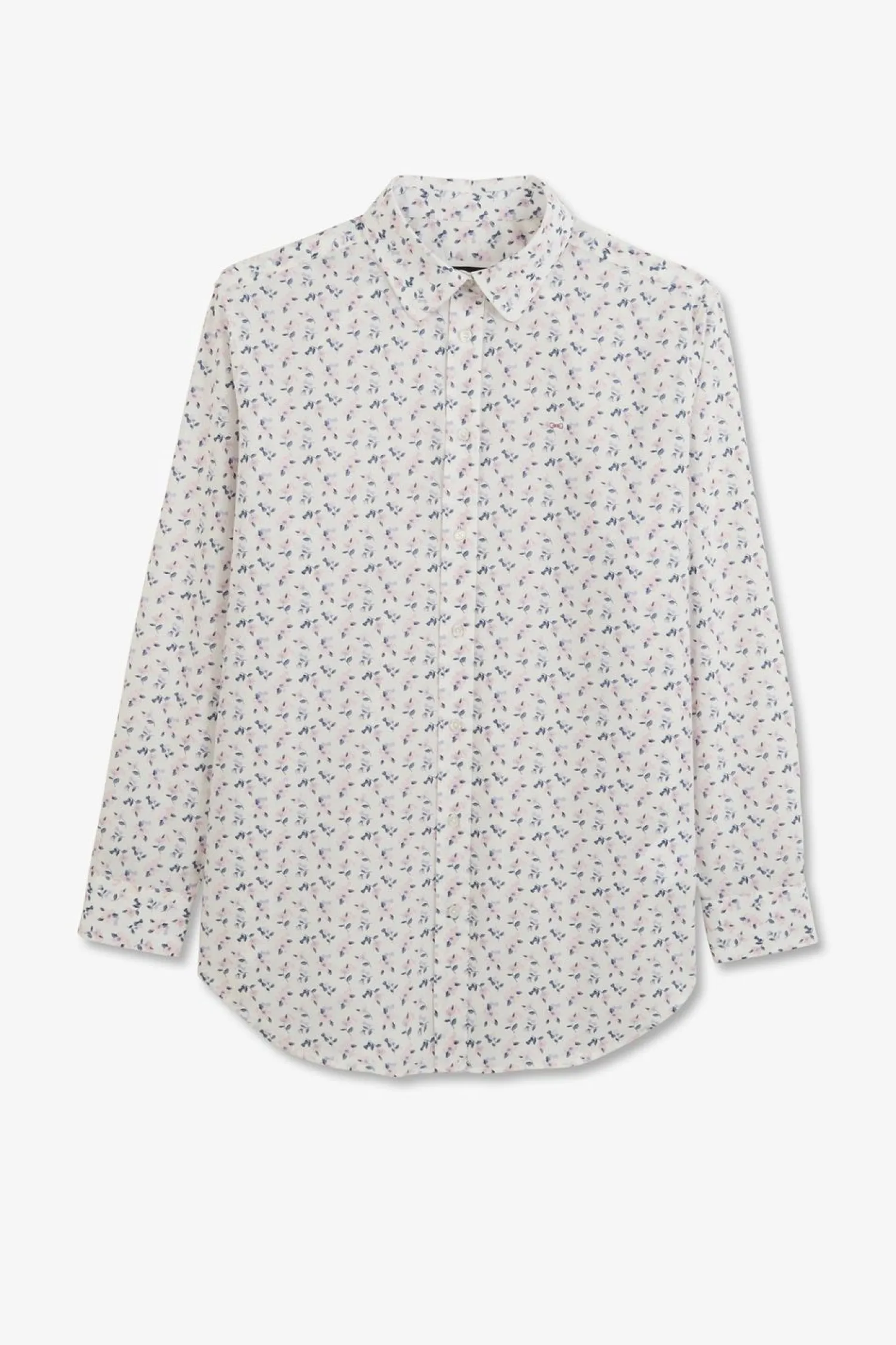 Discount Chemisier Blanc A Imprime Exclusif Fleuri Femme Chemises