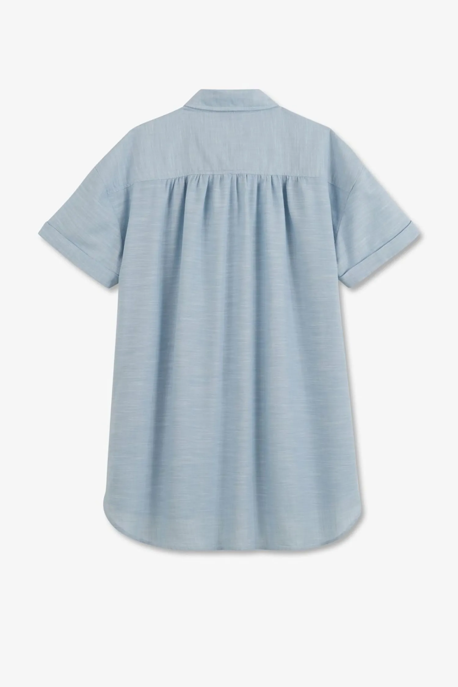 Chemisier Bleu Clair A Manches Courtes Femme Chemises