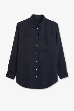 Outlet Chemisier Bleu Marine Uni Femme Chemises