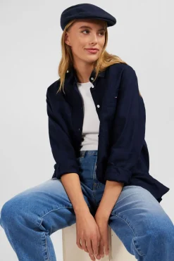 Outlet Chemisier Bleu Marine Uni Femme Chemises