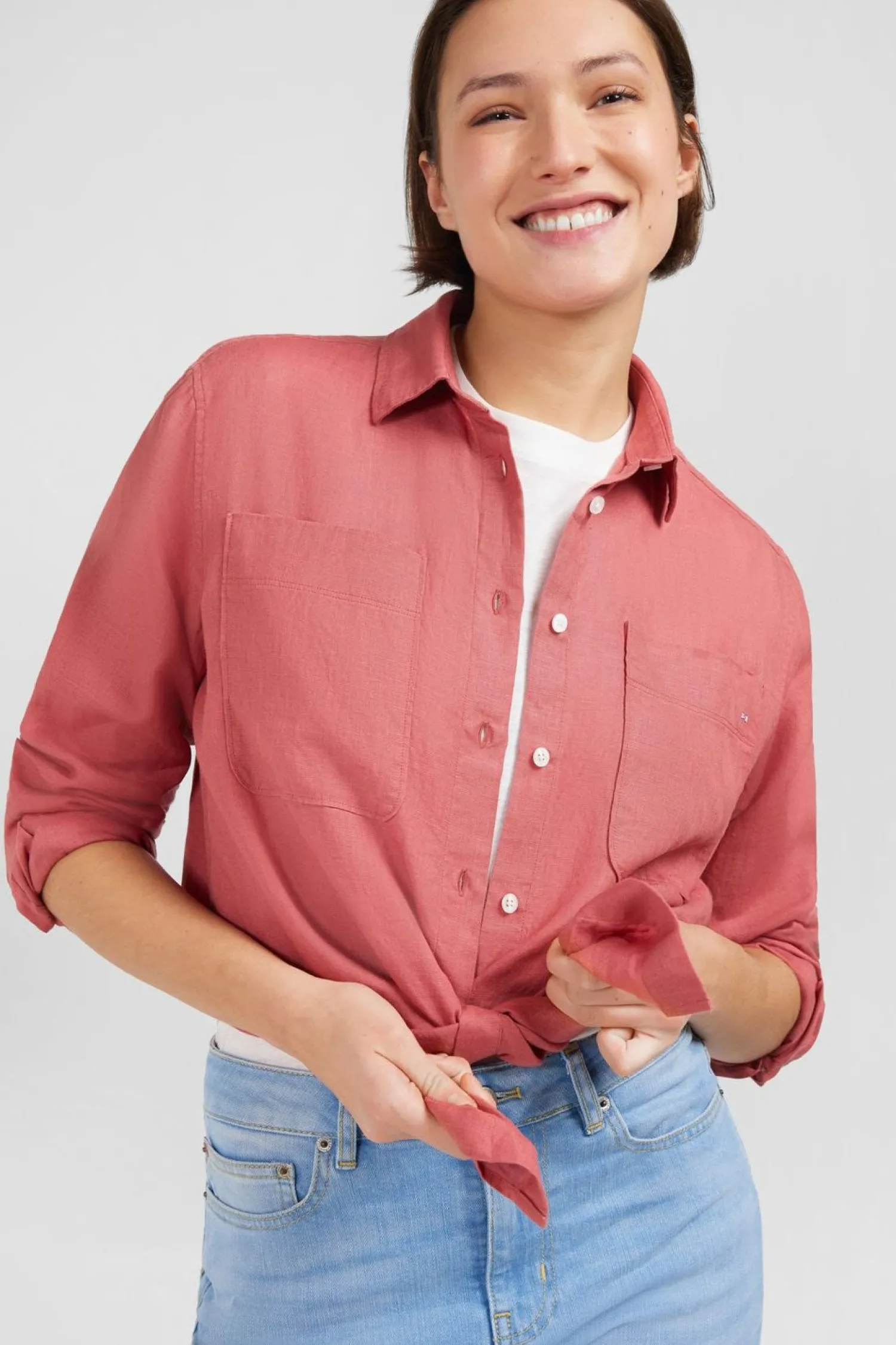 Outlet Chemisier Brique Uni Femme Chemises