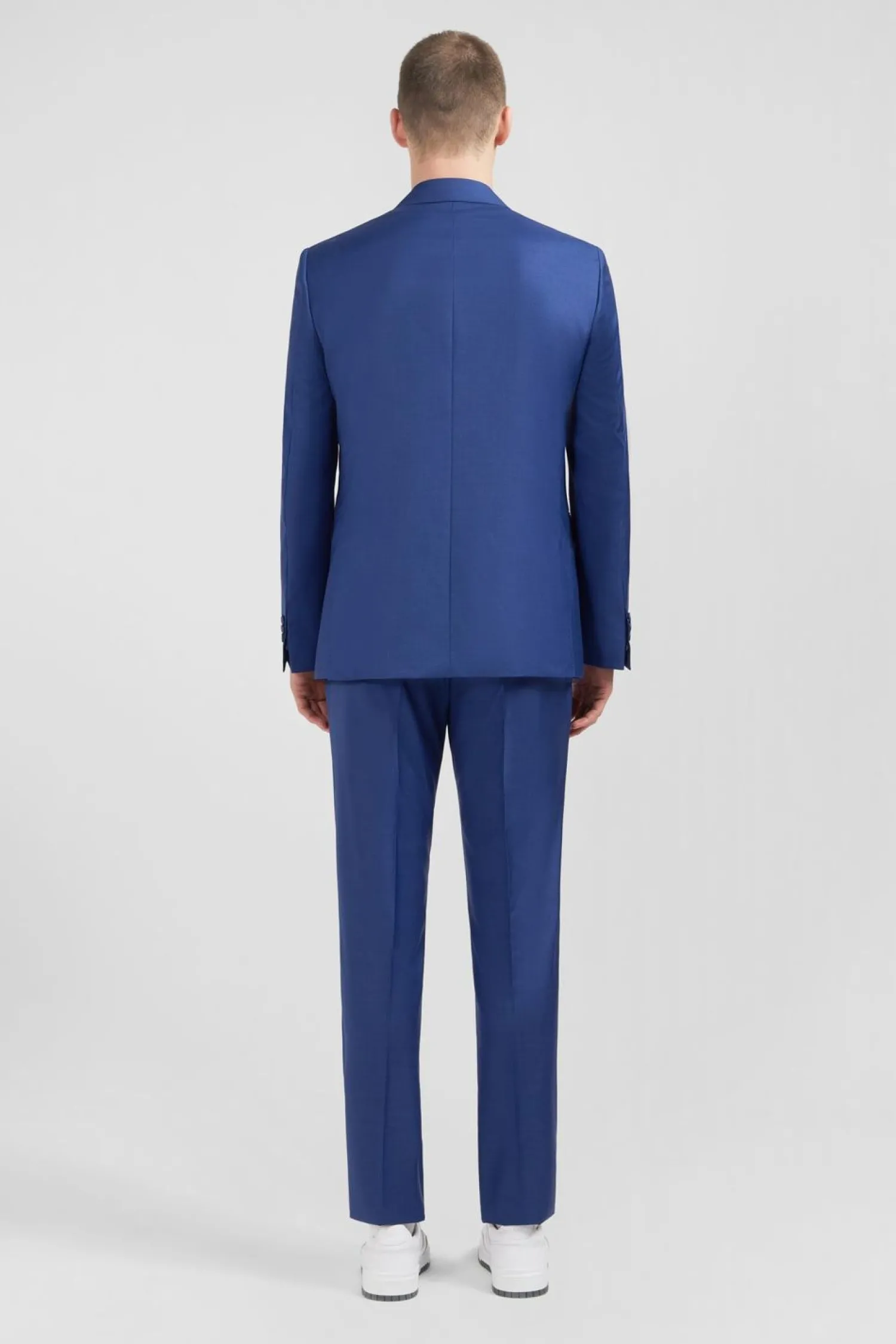 Sale Costume Regular En Laine Bleu Homme Blazers Et Costumes