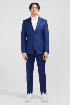New Costume Slim En Laine Bleu Homme Blazers Et Costumes