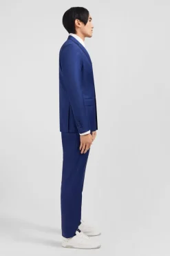 New Costume Slim En Laine Bleu Homme Blazers Et Costumes