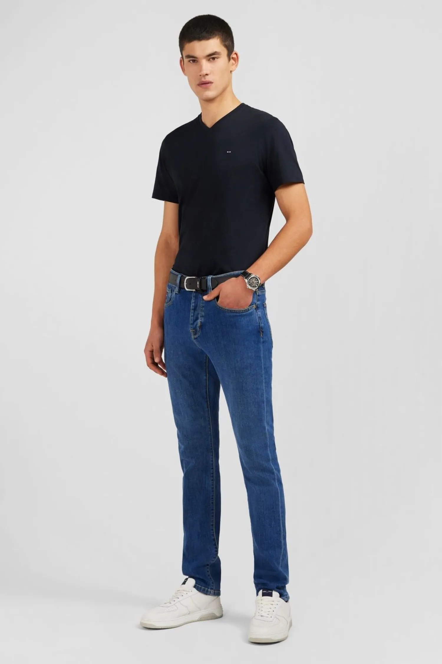 Sale Jean Bleu En Coton Stretch Homme Pantalons