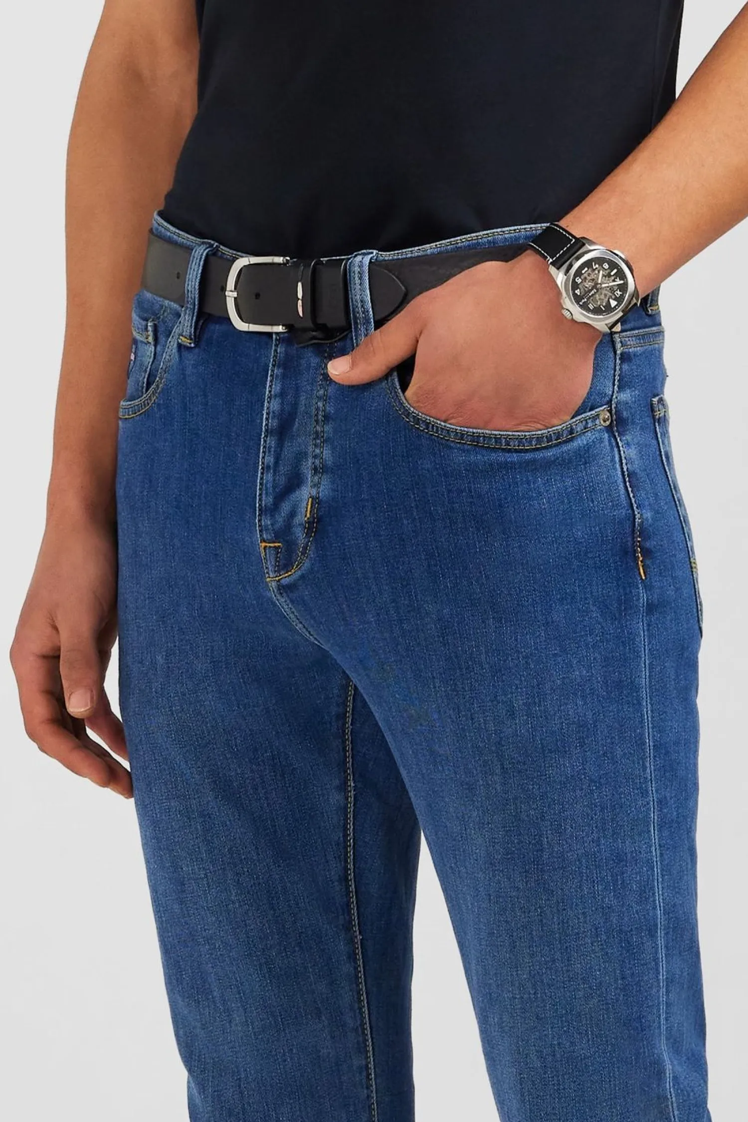 Sale Jean Bleu En Coton Stretch Homme Pantalons
