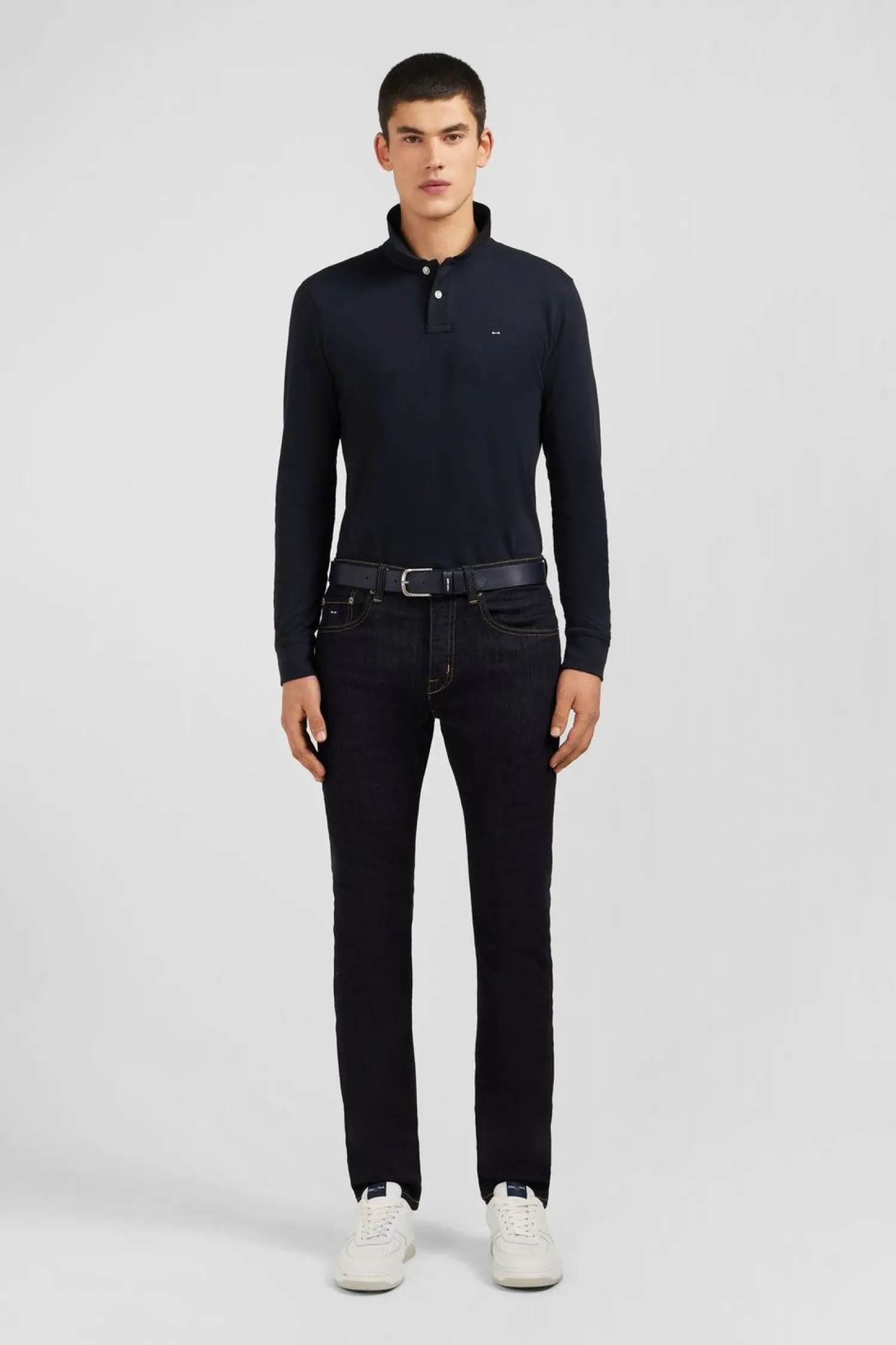 Sale Jean Bleu Marine En Coton Extensible Homme Pantalons