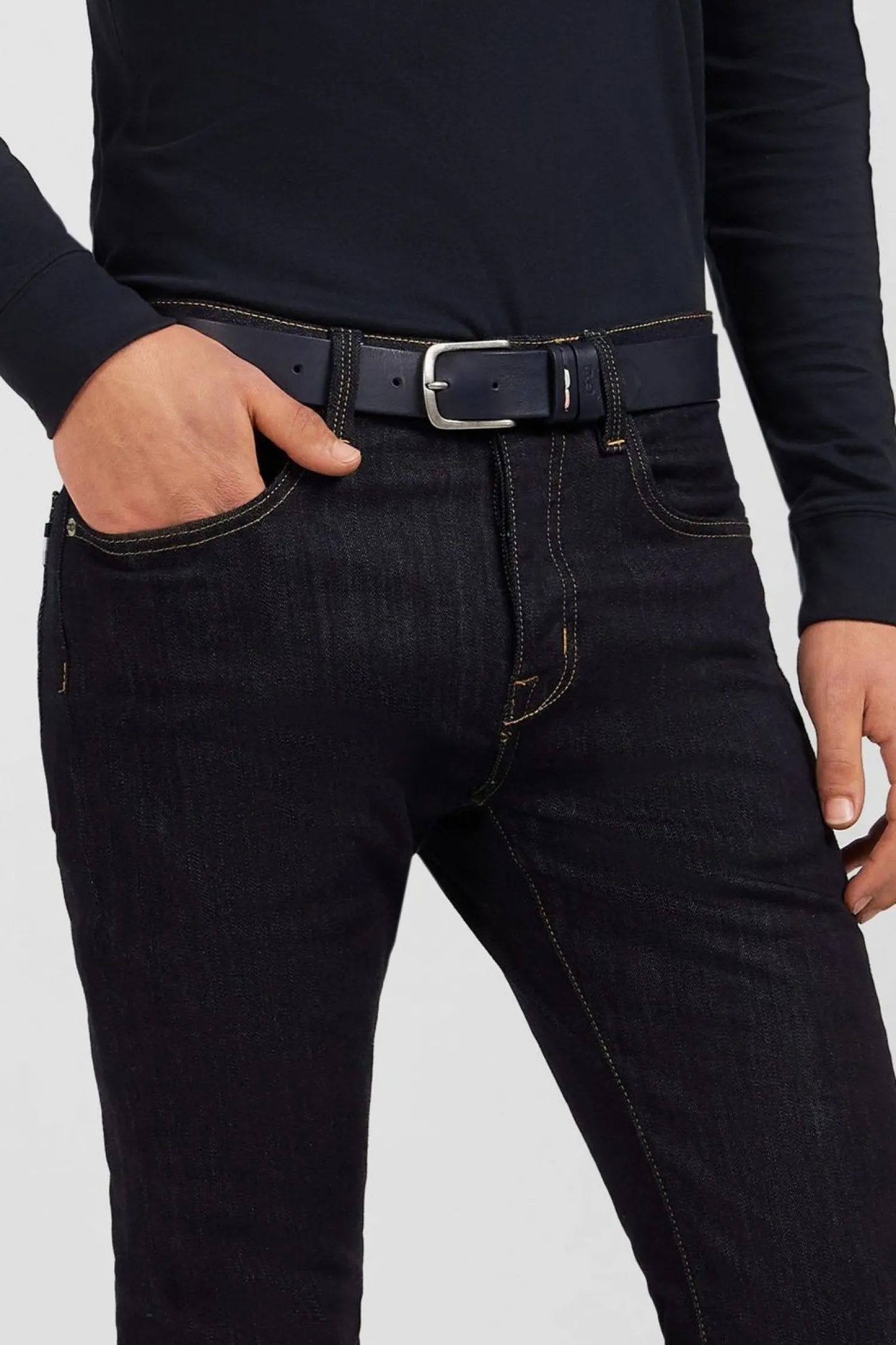 Sale Jean Bleu Marine En Coton Extensible Homme Pantalons