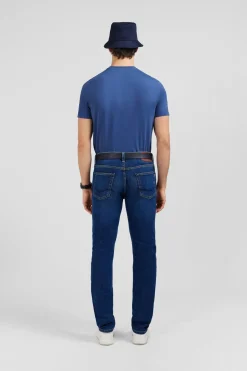 Outlet Jean Slim Bleu En Coton Extensible Homme Pantalons
