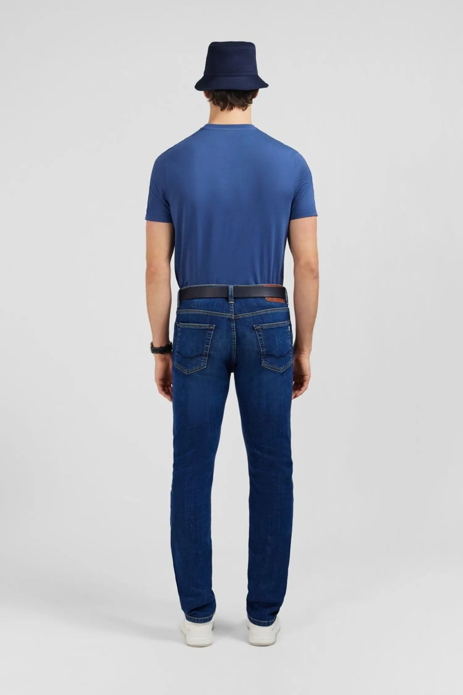 Outlet Jean Slim Bleu En Coton Extensible Homme Pantalons