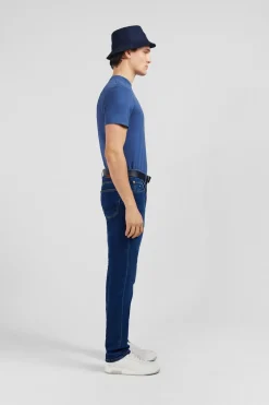 Outlet Jean Slim Bleu En Coton Extensible Homme Pantalons
