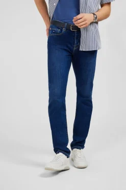 Outlet Jean Slim Bleu En Coton Extensible Homme Pantalons