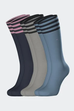 Lot De 3 Paires De Chaussettes A Bords Rayes En Coton Stretch Homme Chaussettes