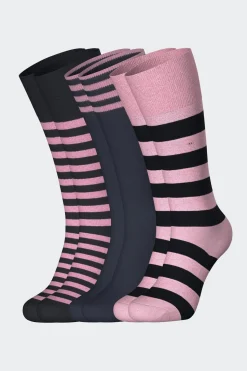 Outlet Lot De 3 Paires De Chaussettes Cerclees Rose En Coton Stretch Homme Chaussettes