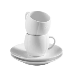 Discount Lot De 2 Tasses Et Sous-Tasses Blanches En Porcelaine Art De La Table