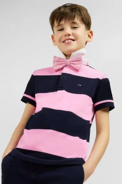 Outlet Maillot Manches Courtes Cercle Rose Et Marine En Pique Coton Enfant Enfant