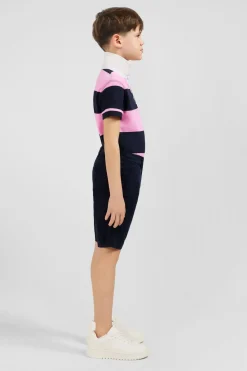 Outlet Maillot Manches Courtes Cercle Rose Et Marine En Pique Coton Enfant Enfant