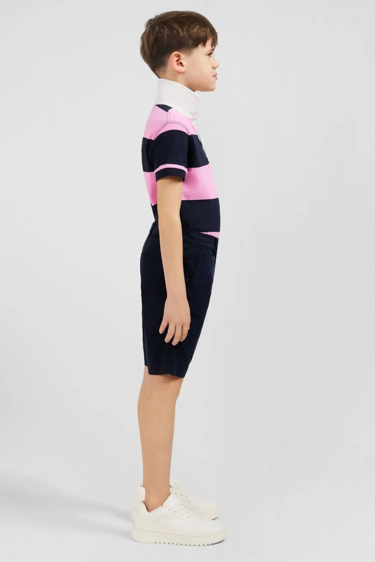 Outlet Maillot Manches Courtes Cercle Rose Et Marine En Pique Coton Enfant Enfant