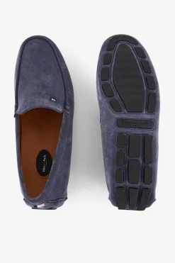 Hot Mocassins Bleus En Cuir Suede Homme Mocassins