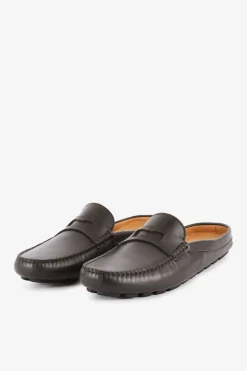 Discount Mocassins Marrons Fonces En Cuir Homme Mocassins
