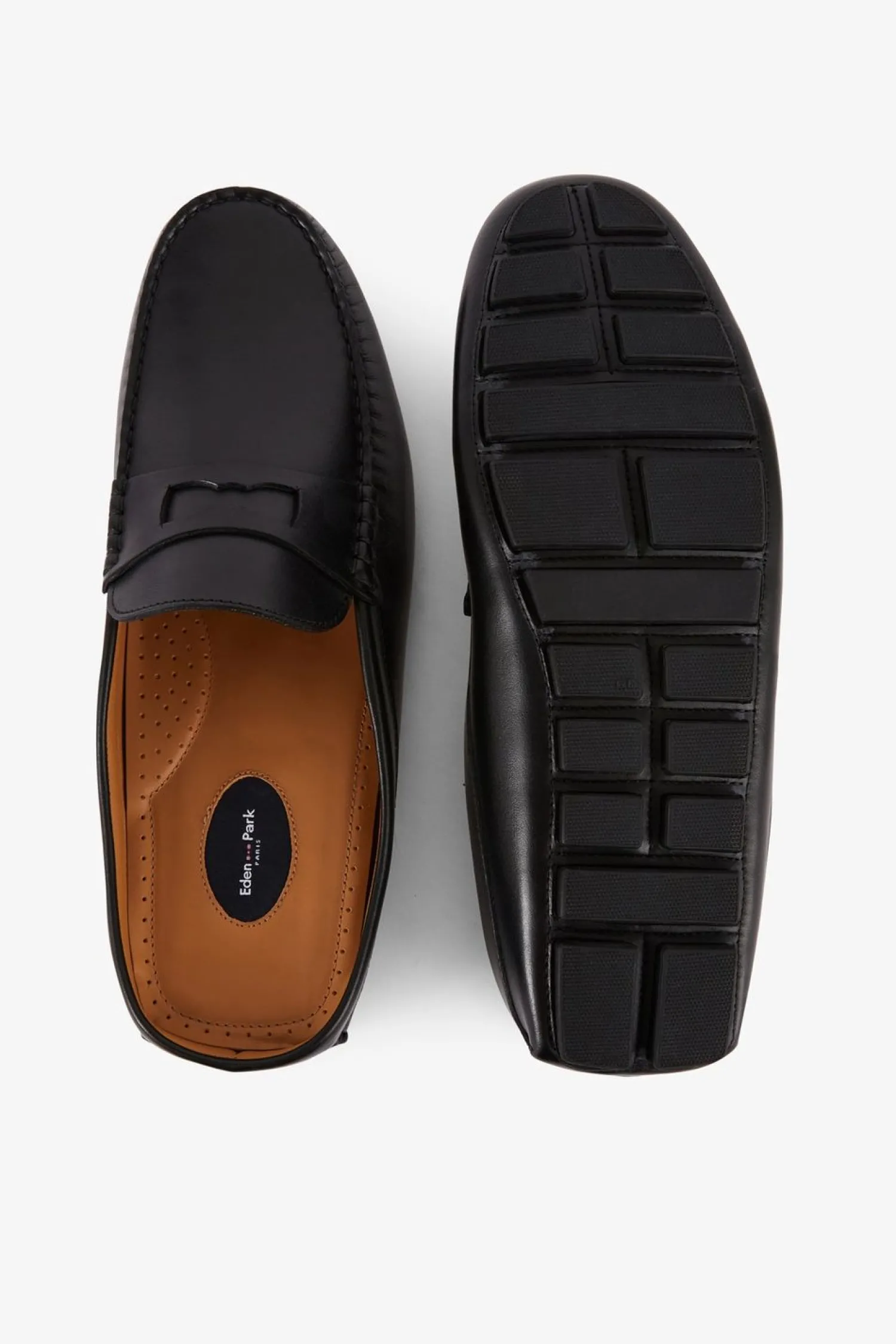 Clearance Mocassins Noirs En Cuir Homme Mocassins