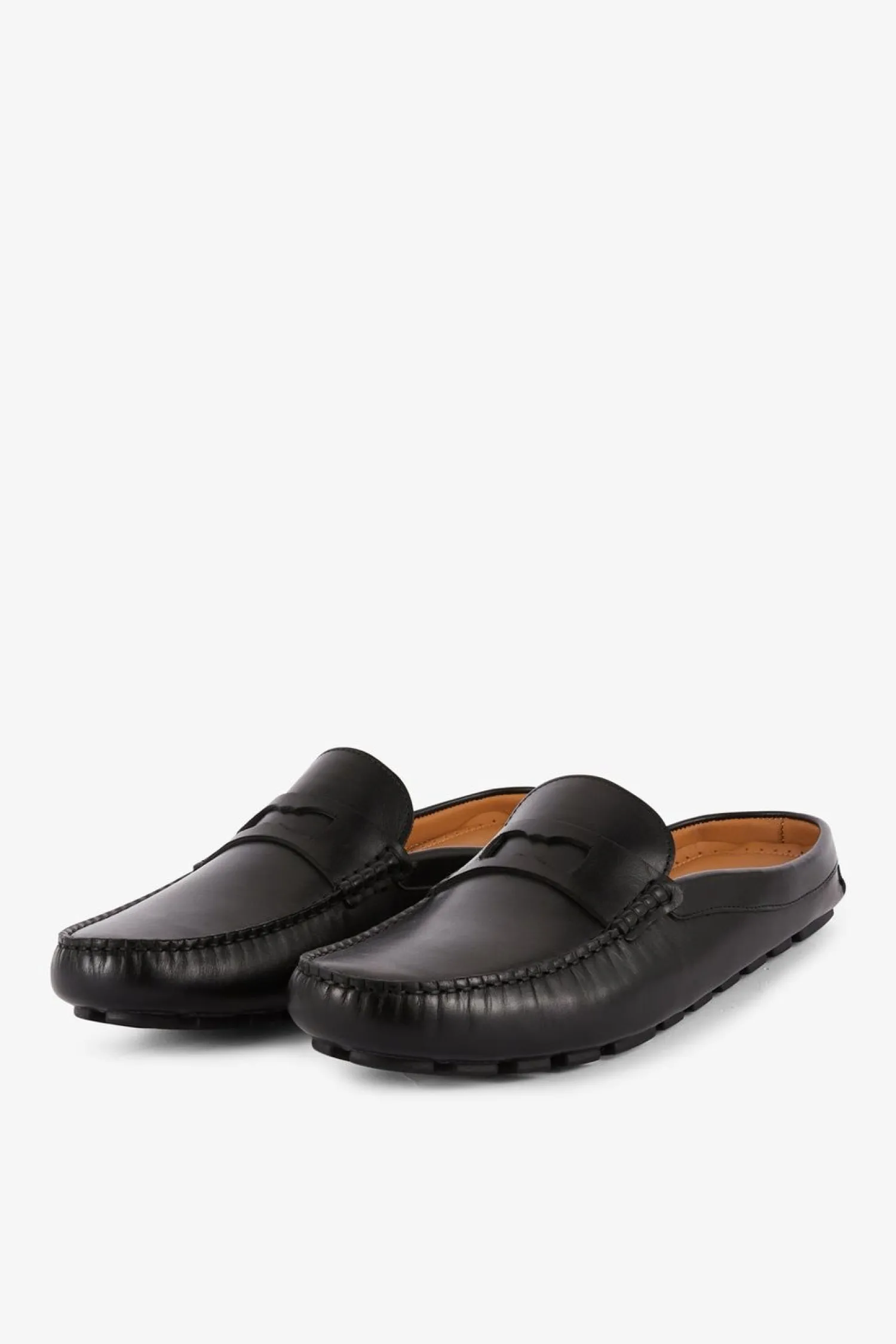 Clearance Mocassins Noirs En Cuir Homme Mocassins