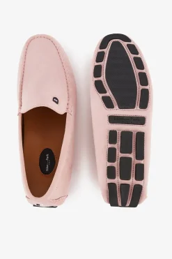 Online Mocassins Roses En Cuir Suede Homme Mocassins