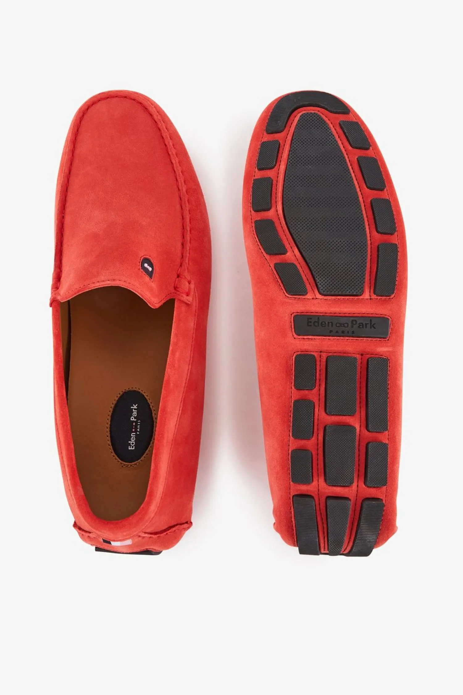 New Mocassins Rouges En Cuir Suede Homme Mocassins