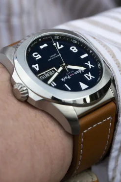 Hot Montre A Quartz En Cuir Marron Homme Montre