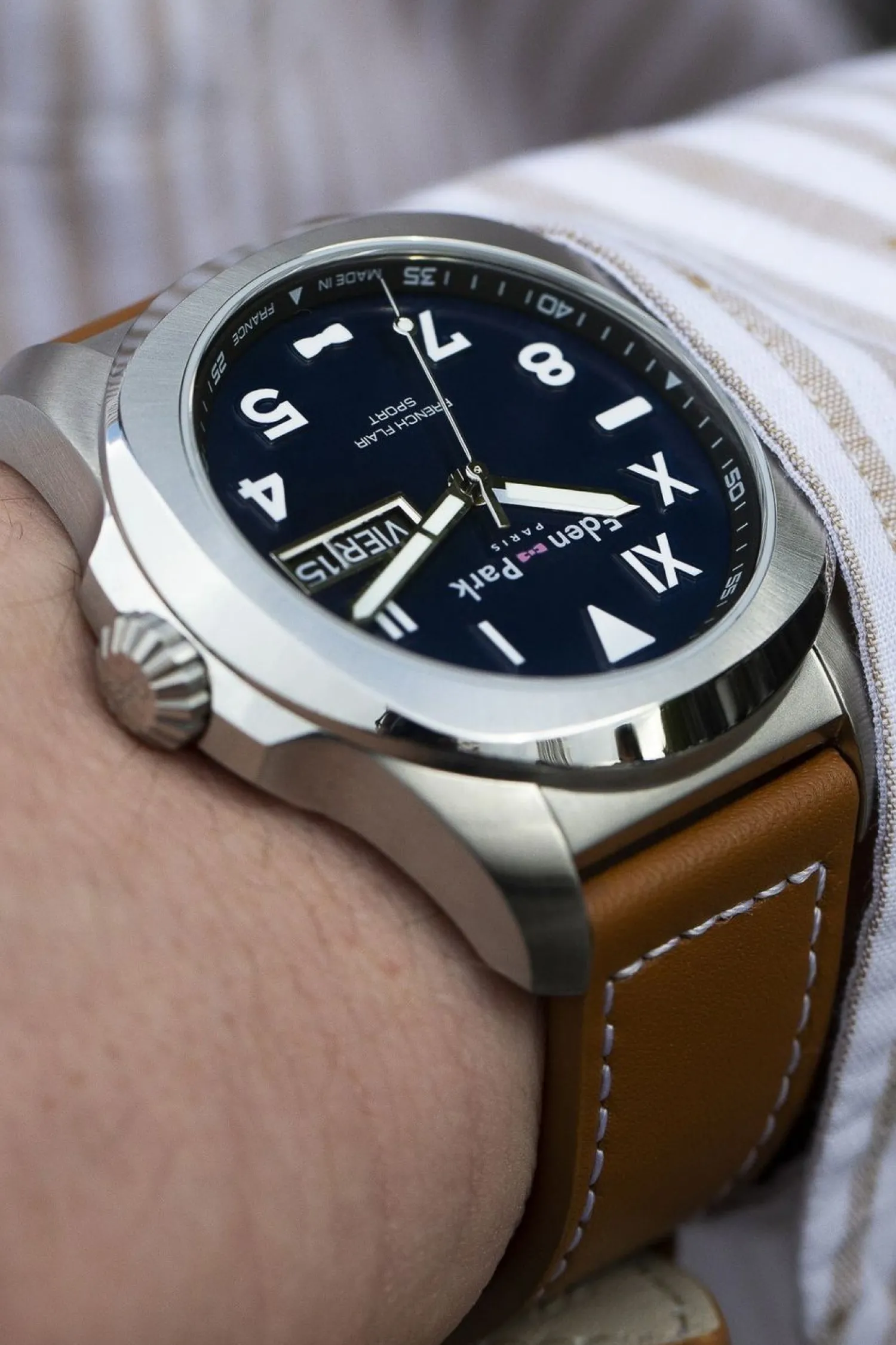 Hot Montre A Quartz En Cuir Marron Homme Montre