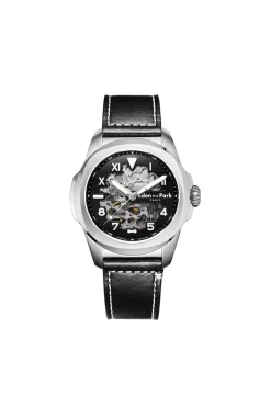 Montre Automatique Skeleton En Cuir Noir Homme Montre