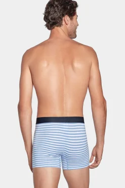Clearance Pack De 2 Boxer Banc Rayure Beu Cie Et Uni Beu Fonce Homme Sous-Vêtements