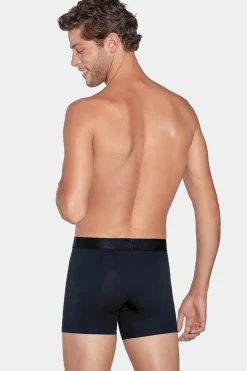 Clearance Pack De 2 Boxer Banc Rayure Beu Cie Et Uni Beu Fonce Homme Sous-Vêtements